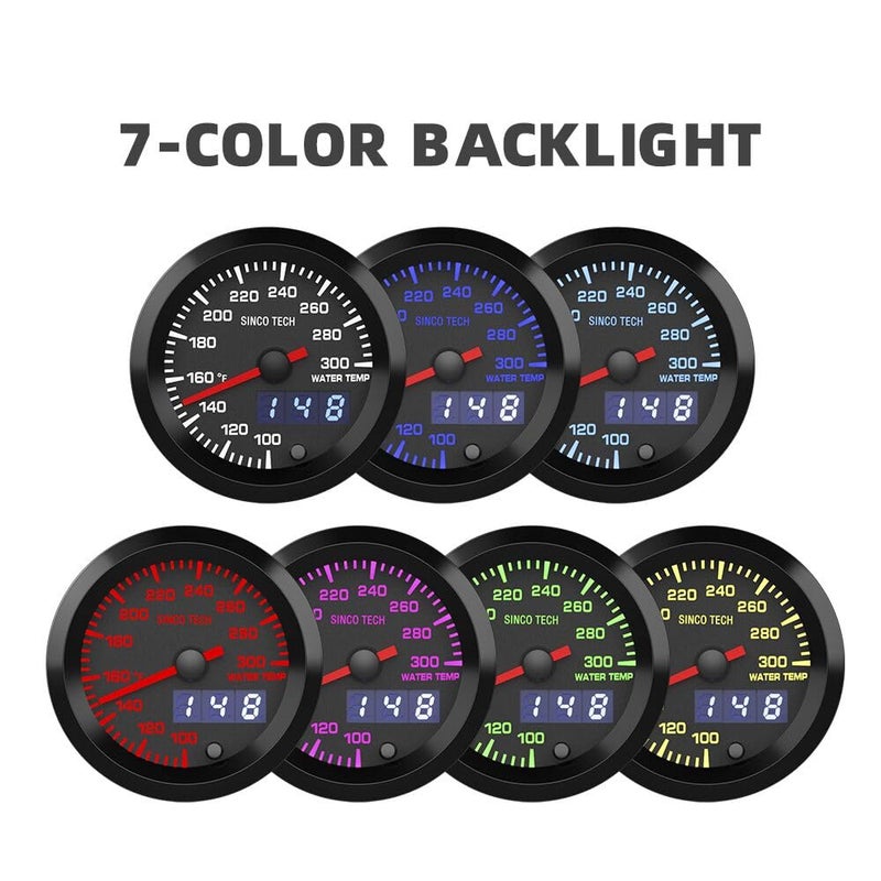 SINCO TECH 52mm Gauge Car Meter Digital Display Pointer 7 Colors Backlight 12V Universal Gauge Kit…… (Water Temp F) - Image 3